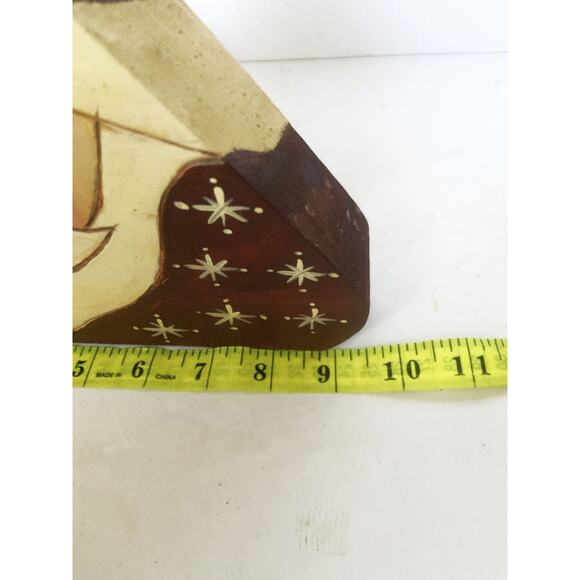 Hand Painted Triangle Block Santa 8" High x 9.5" Wide - Picture 5 of 6